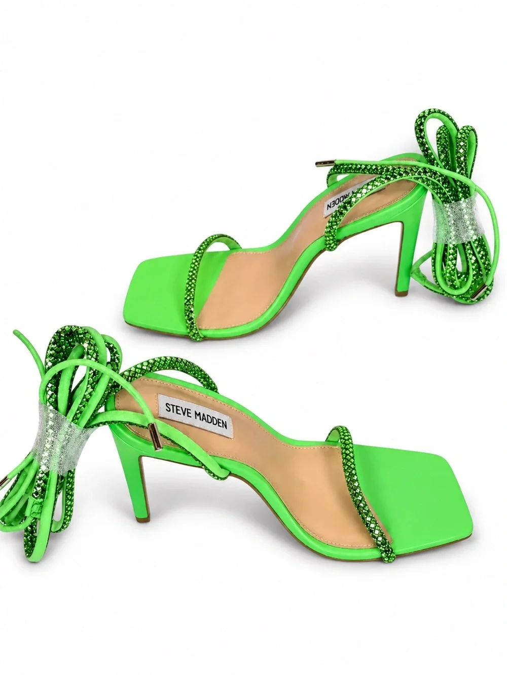 Steve Madden Light Green Ankle Wrap Uplift Heeled Sandal Size 9.5